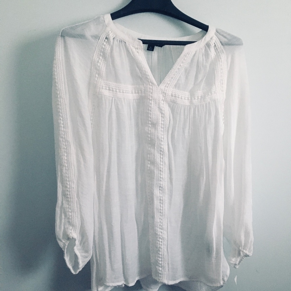 Zac & Rachel Boho Sheer dressy detailed top NWT